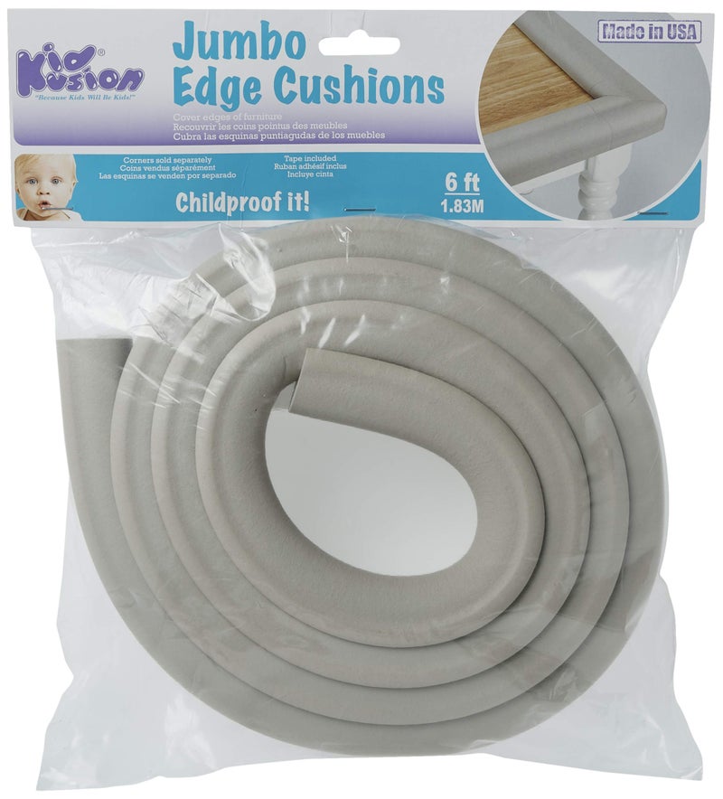 KidKusion Jumbo Edge Cushion | 6Ft | Taupe | Made in USA | Child Safety Edge Guard  Babyproof Furniture Bumper - Image 3